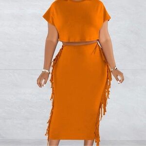 NWT - Xl - Orange acelyn Sexy Summer Two Piece Outfits for Women Bodycon Dress